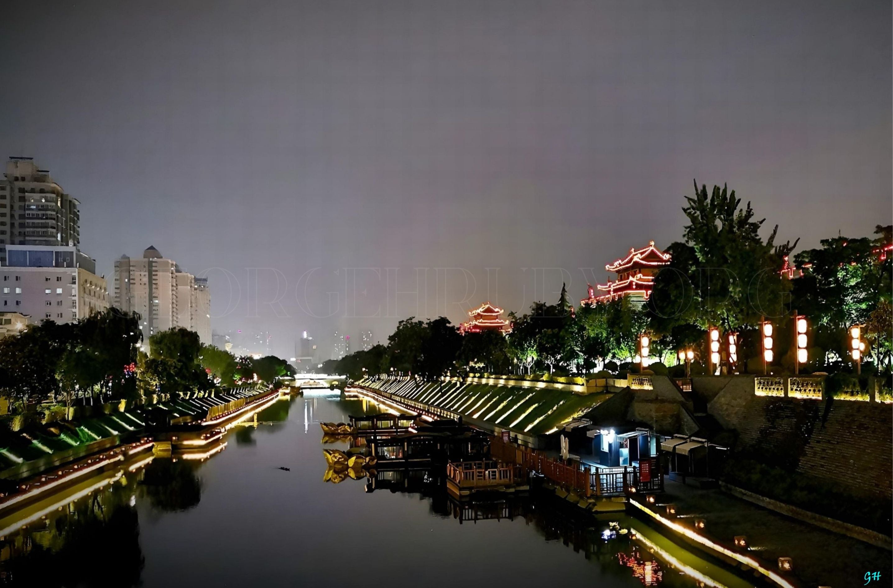 Medieval Moat at Night - Xi'an, China