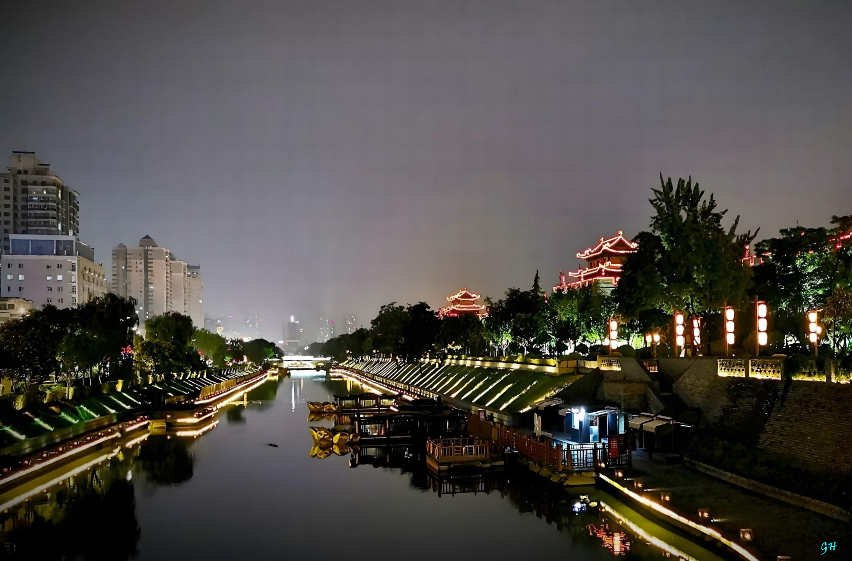 Medieval Moat at Night - Xi'an, China